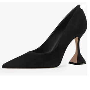 YDN Black Pointed Toe Slip on Pumps Special High Heel Shoe for Party Prom Lady